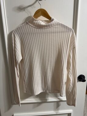 Sadie & Sage Ivory Ribbed Mock Neck Top